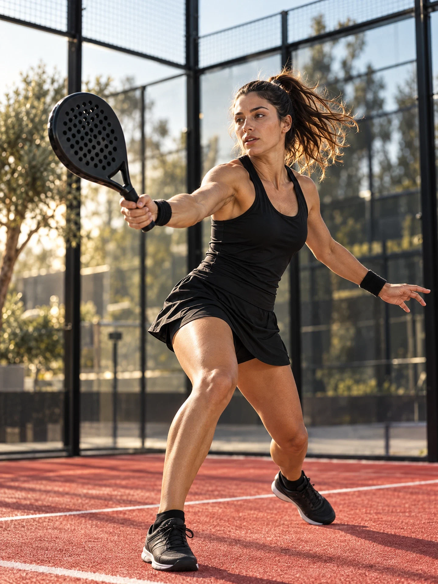 Ilustrativni prikaz igračice u padel meču